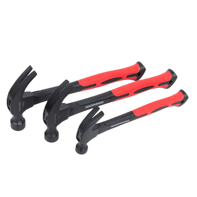 Red plastic handle claw hammer