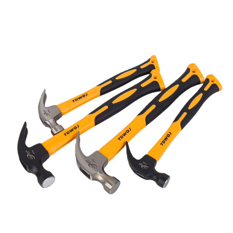Yellow plastic handle claw hammer