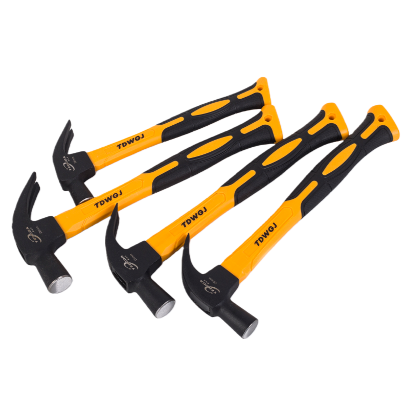 Yellow plastic handle claw hammer