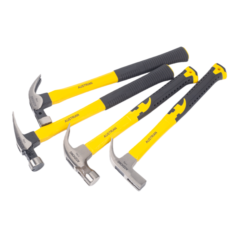 Yellow plastic handle claw hammer