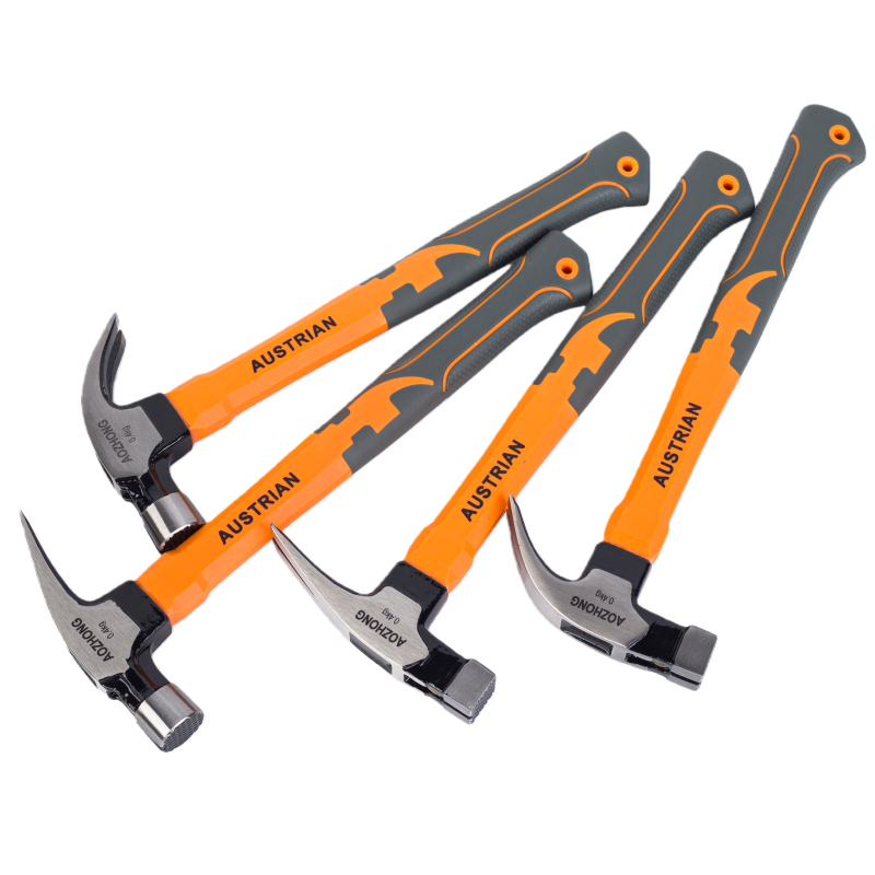 Orange plastic handle claw hammer