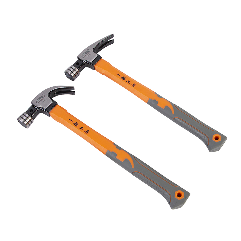 Orange plastic handle claw hammer