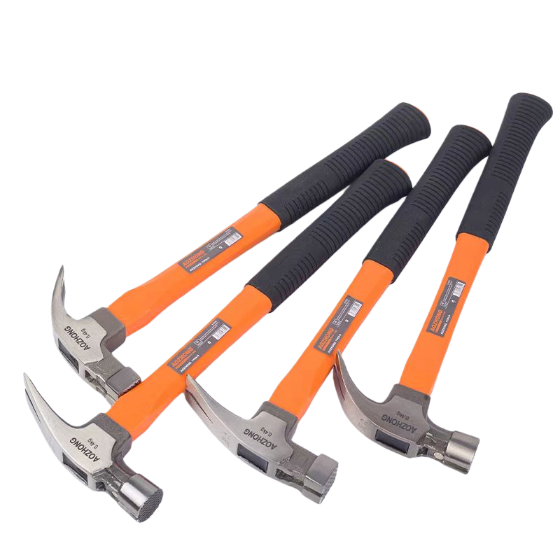 Orange plastic handle claw hammer