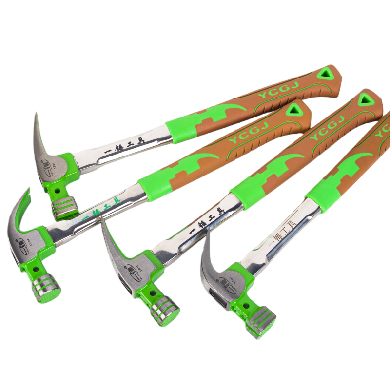 Green stainless steel handle claw hammer