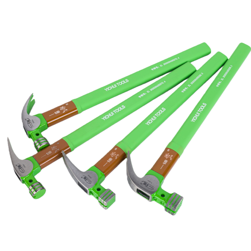 green fiber handle claw hammer