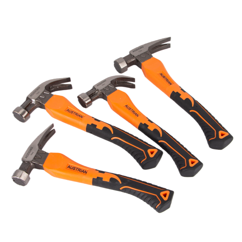 Orange plastic handle claw hammer